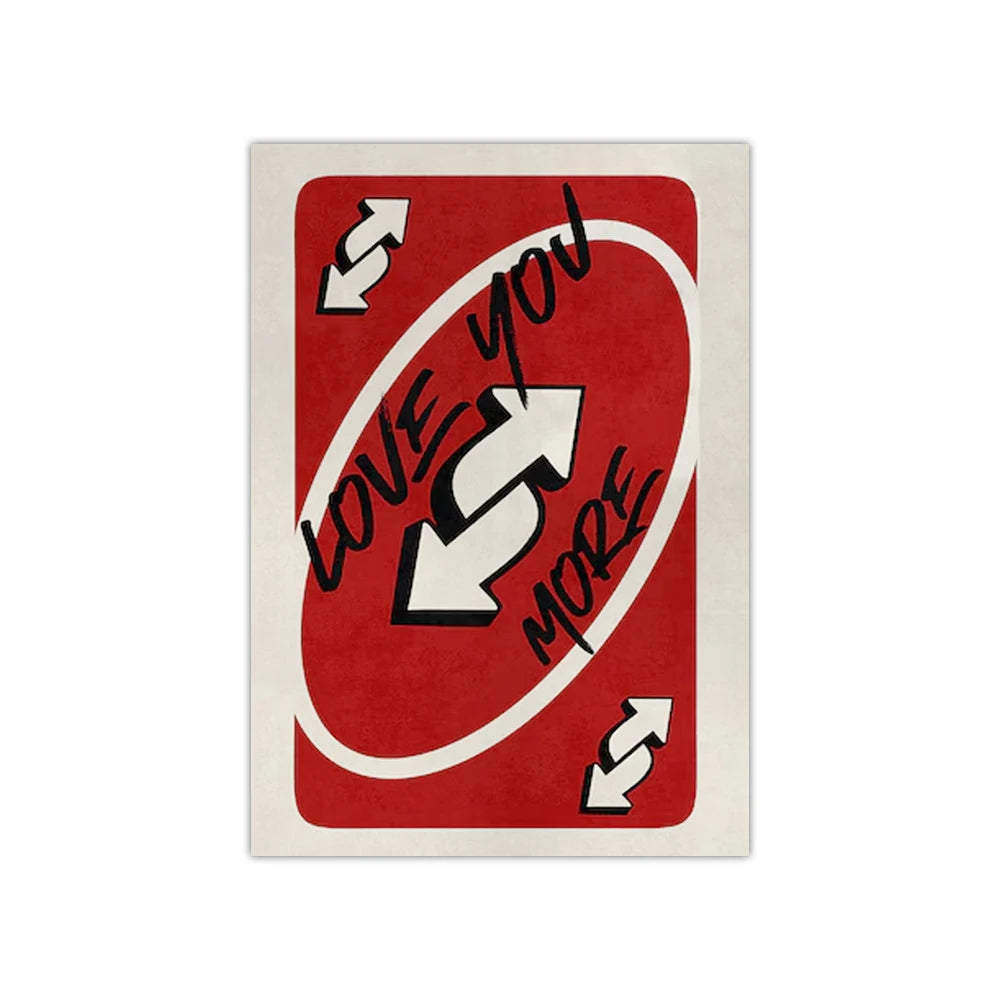 Bezramkowy Plakat w Kształcie Karty UNO " Kocham Cię Bardziej "