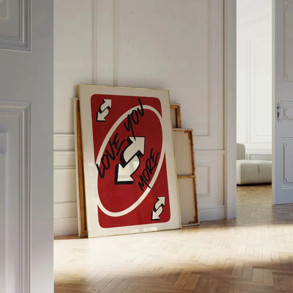 Bezramkowy Plakat w Kształcie Karty UNO " Kocham Cię Bardziej "