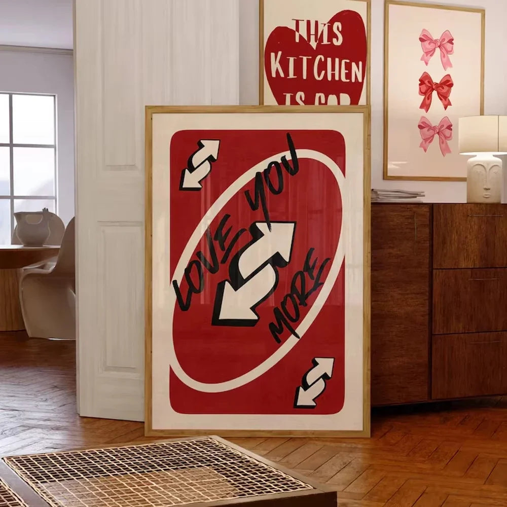 Bezramkowy Plakat w Kształcie Karty UNO " Kocham Cię Bardziej "